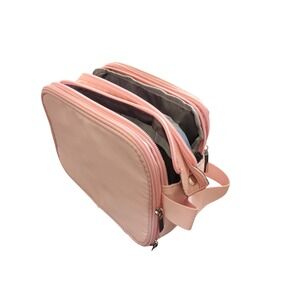 Pink Travel Makeup Bag Organizer Multi Compartment Toiletry Cosmetic Case Handle